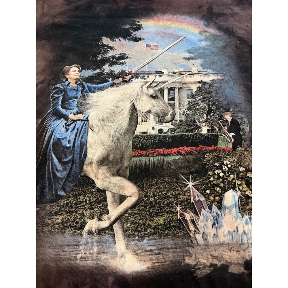 The Mountain Hillary Clinton Unicorn Sword T-Shirt Mens Brown Tie Dye 2016 XL